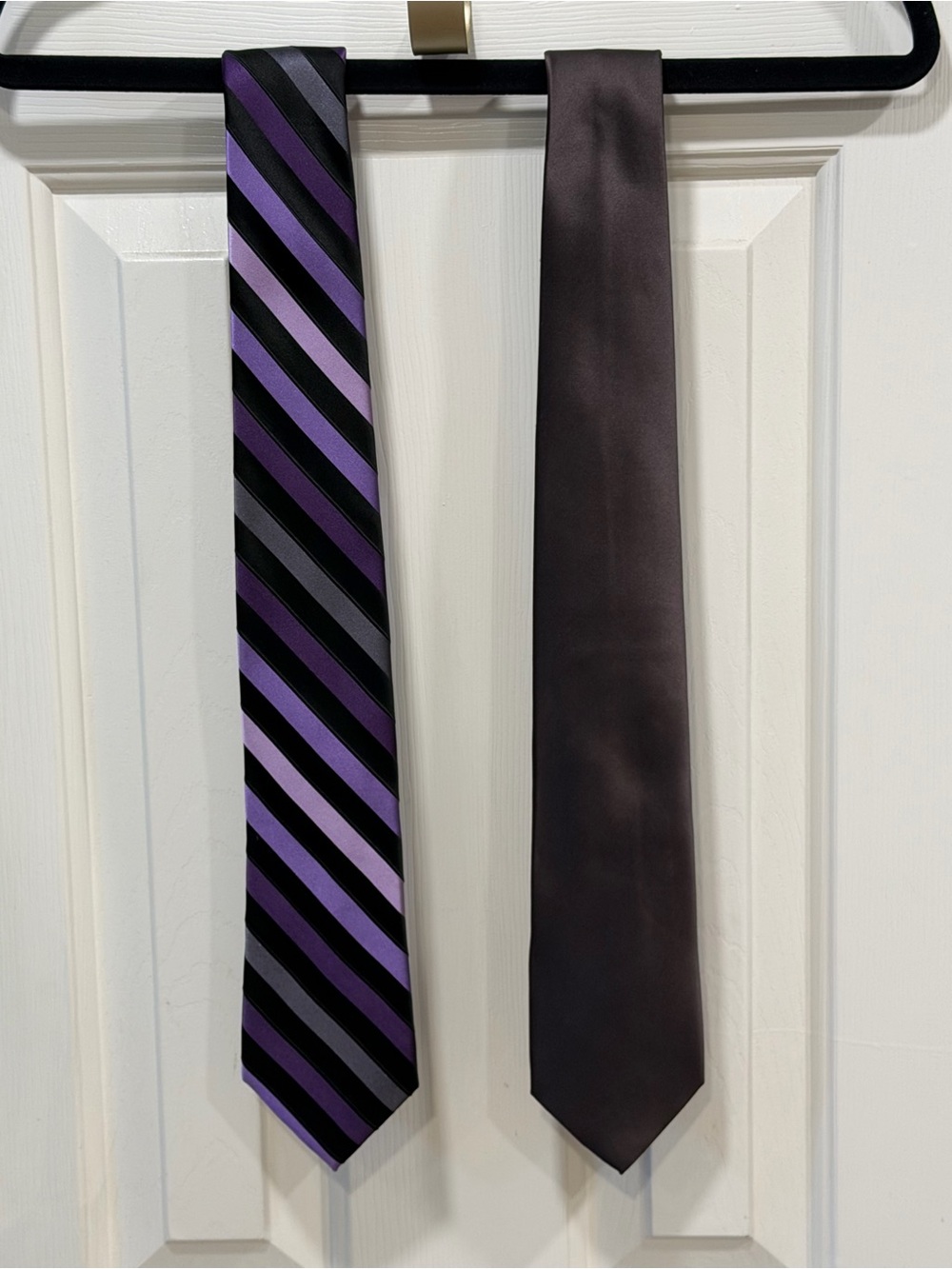 George Purple Stripe and Solid Brown Necktie Set of 2